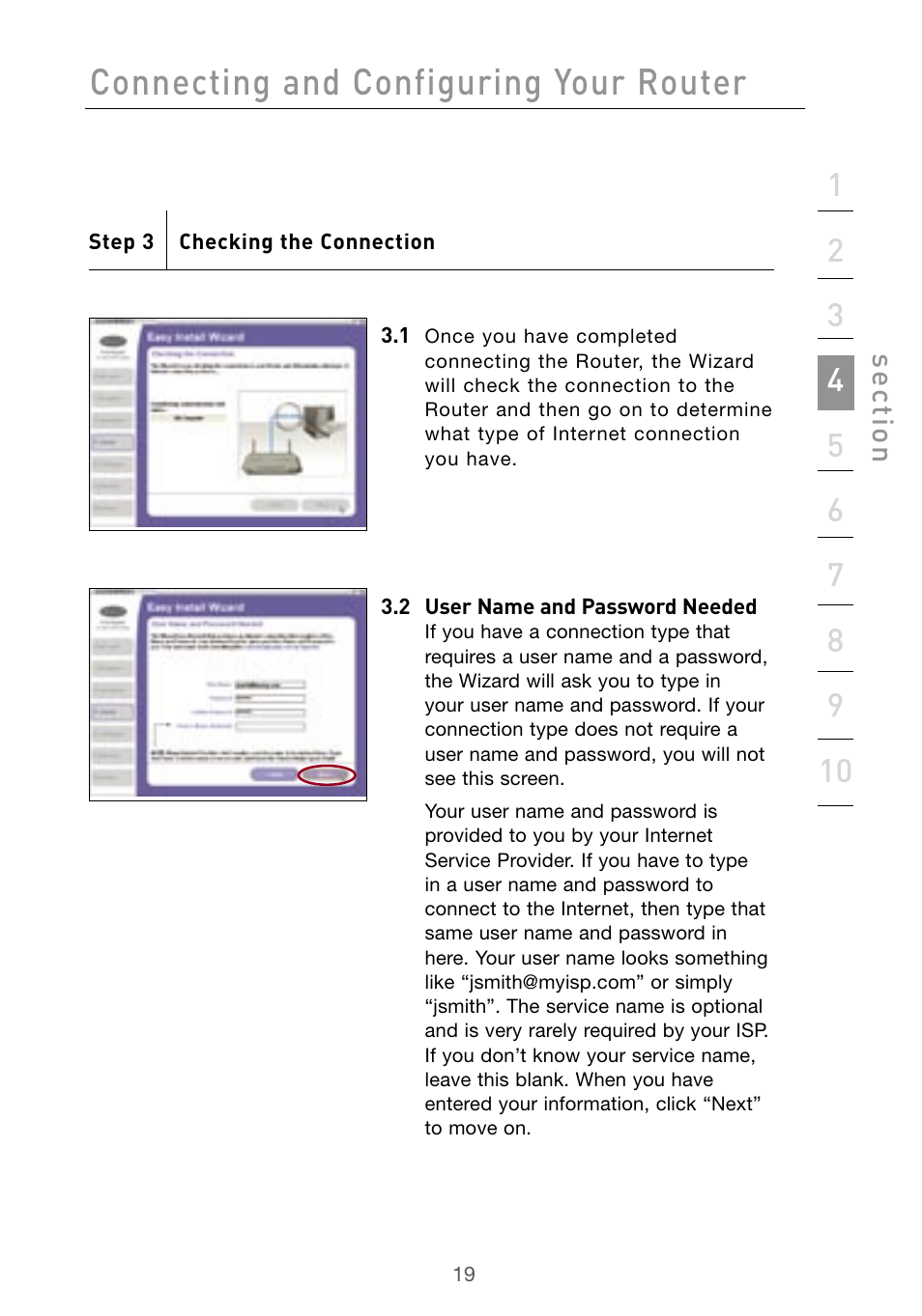 Connecting and configuring your router | Belkin Wireless G Desktop Card F5D7000 User Manual | Page 21 / 116