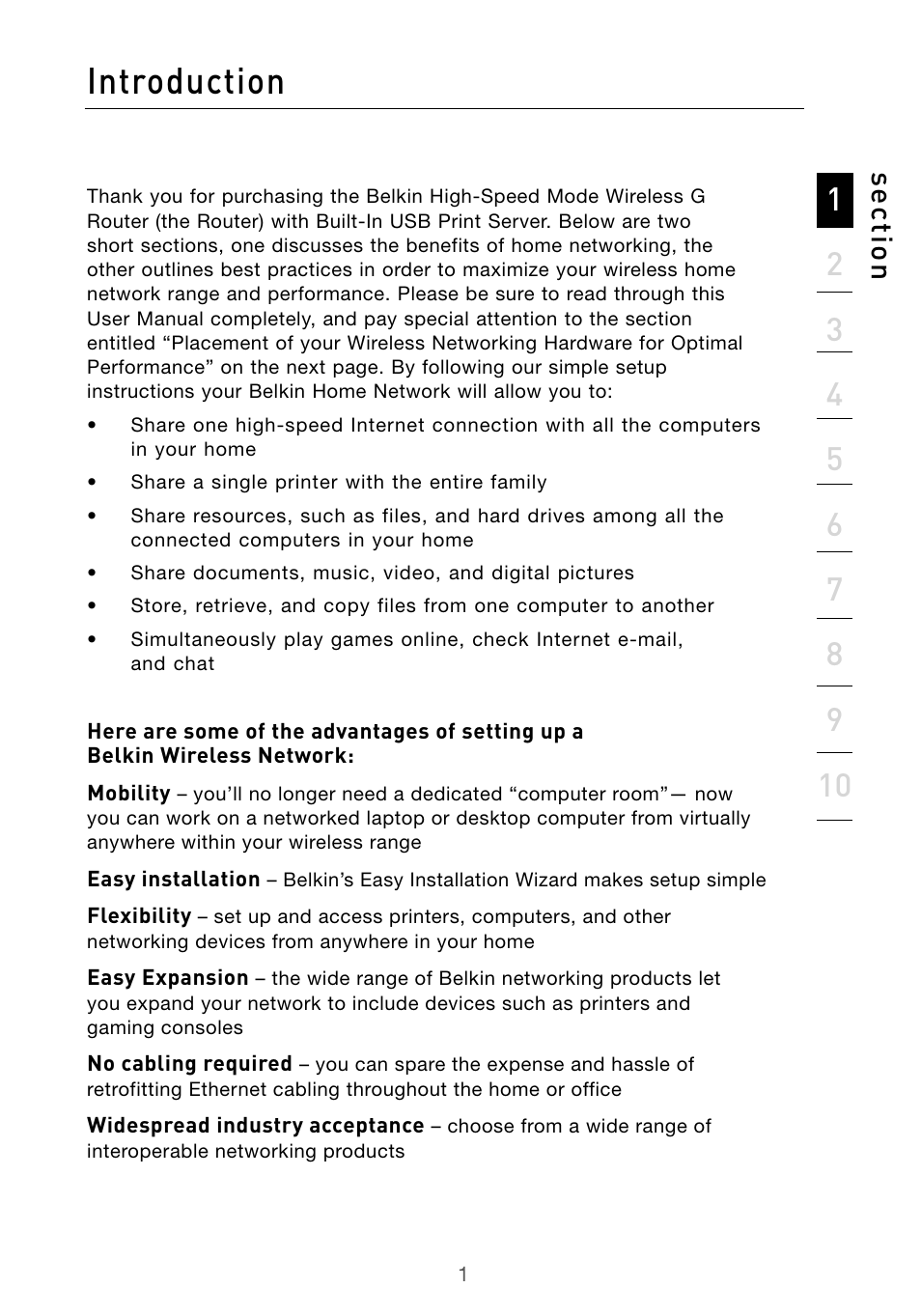 Introduction, Se ct io n | Belkin Wireless G Desktop Card F5D7000 User Manual | Page 3 / 116