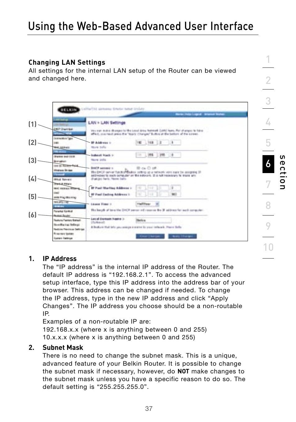 Using the web-based advanced user interface | Belkin Wireless G Desktop Card F5D7000 User Manual | Page 39 / 116