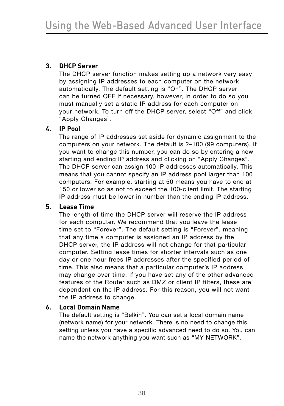 Using the web-based advanced user interface | Belkin Wireless G Desktop Card F5D7000 User Manual | Page 40 / 116