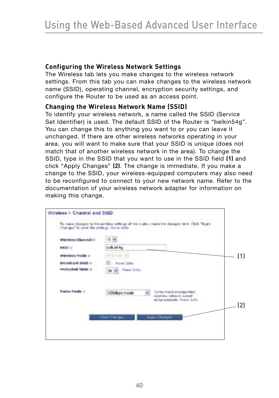 Using the web-based advanced user interface | Belkin Wireless G Desktop Card F5D7000 User Manual | Page 42 / 116