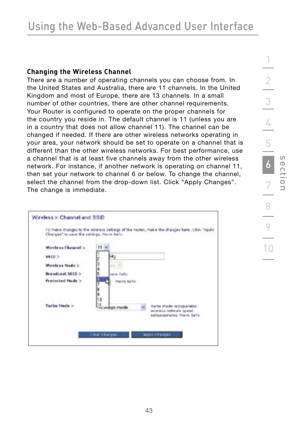 Using the web-based advanced user interface | Belkin Wireless G Desktop Card F5D7000 User Manual | Page 45 / 116