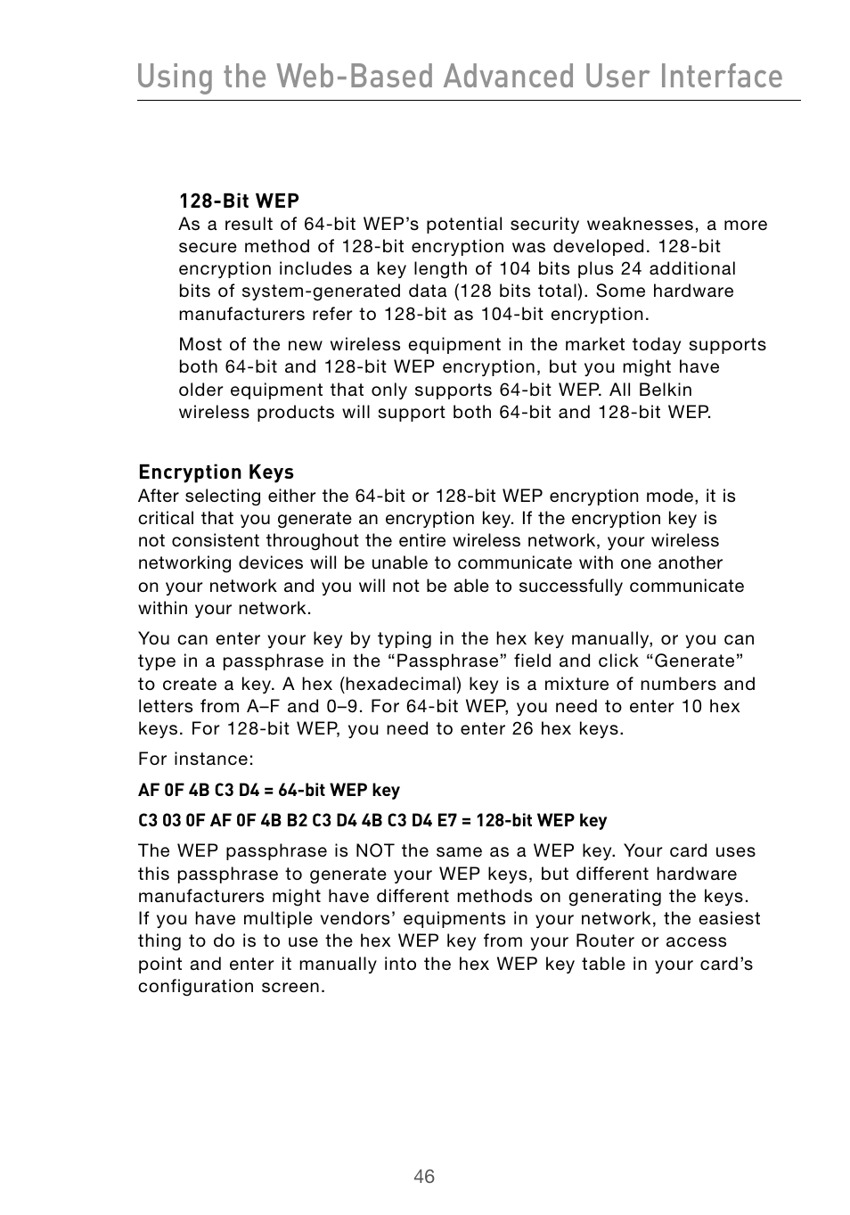 Using the web-based advanced user interface | Belkin Wireless G Desktop Card F5D7000 User Manual | Page 48 / 116