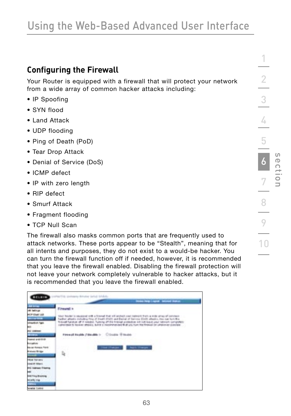 Using the web-based advanced user interface | Belkin Wireless G Desktop Card F5D7000 User Manual | Page 65 / 116