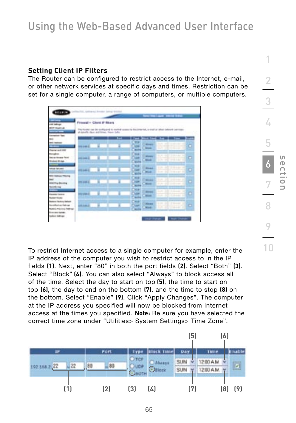 Using the web-based advanced user interface | Belkin Wireless G Desktop Card F5D7000 User Manual | Page 67 / 116