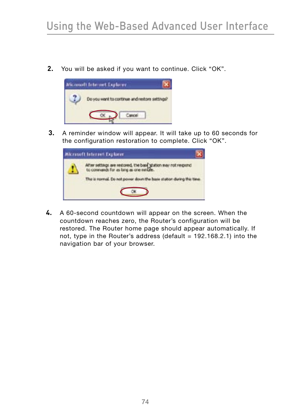 Using the web-based advanced user interface | Belkin Wireless G Desktop Card F5D7000 User Manual | Page 76 / 116