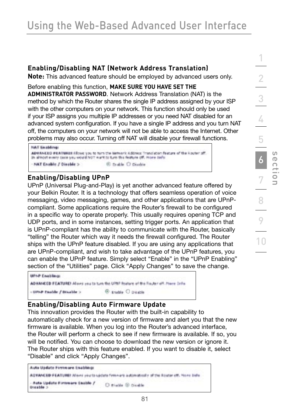 Using the web-based advanced user interface | Belkin Wireless G Desktop Card F5D7000 User Manual | Page 83 / 116