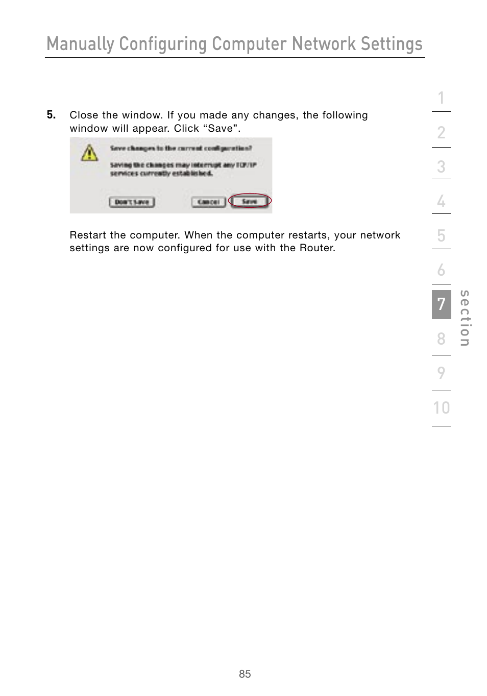 Manually configuring computer network settings | Belkin Wireless G Desktop Card F5D7000 User Manual | Page 87 / 116