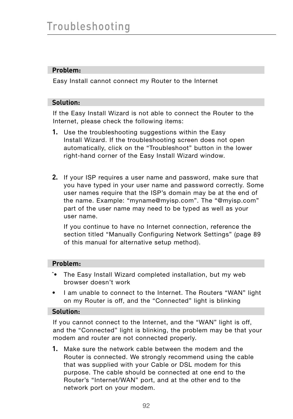 Troubleshooting | Belkin Wireless G Desktop Card F5D7000 User Manual | Page 94 / 116