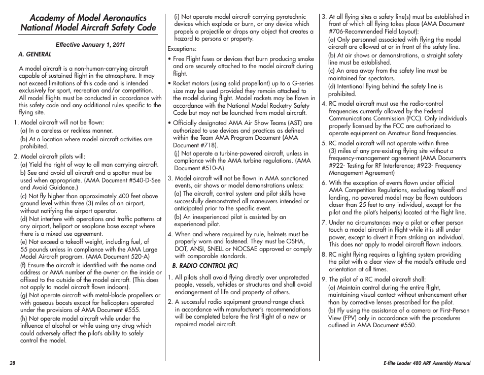 E-flite Leader 480 User Manual | Page 28 / 32