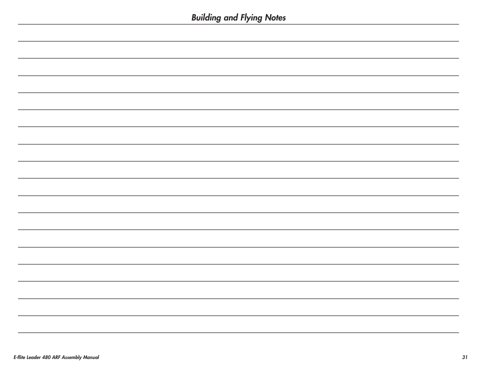 E-flite Leader 480 User Manual | Page 31 / 32