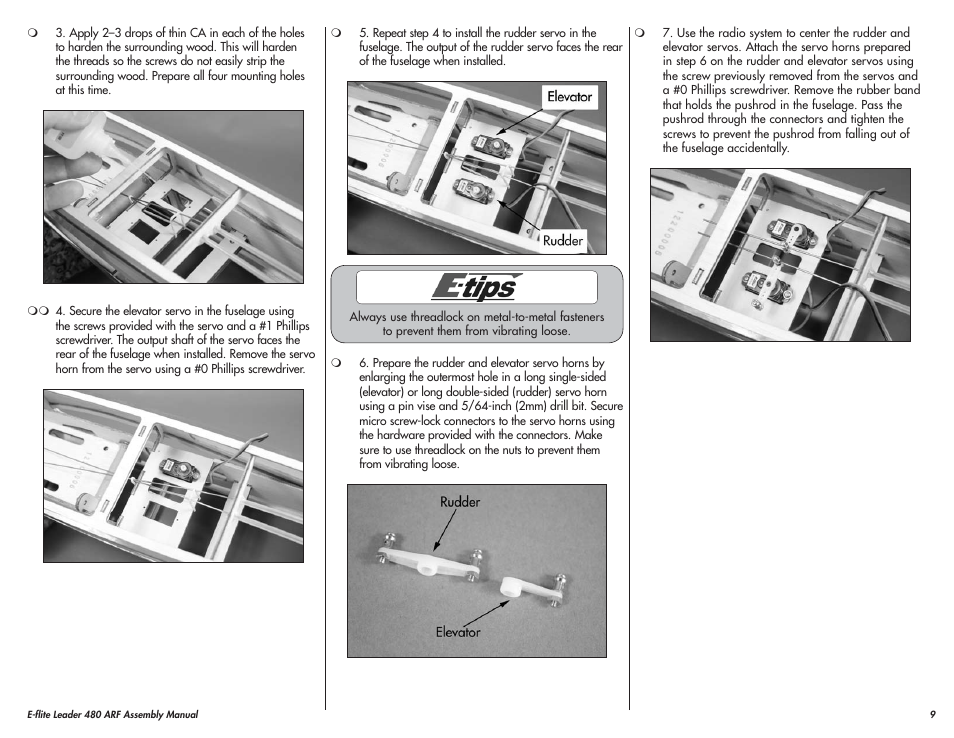 E-flite Leader 480 User Manual | Page 9 / 32