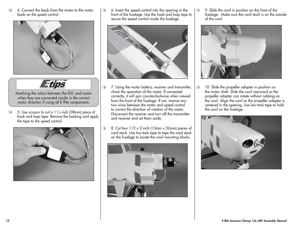 E-flite Aeronca Champ 15e ARF User Manual | Page 12 / 36