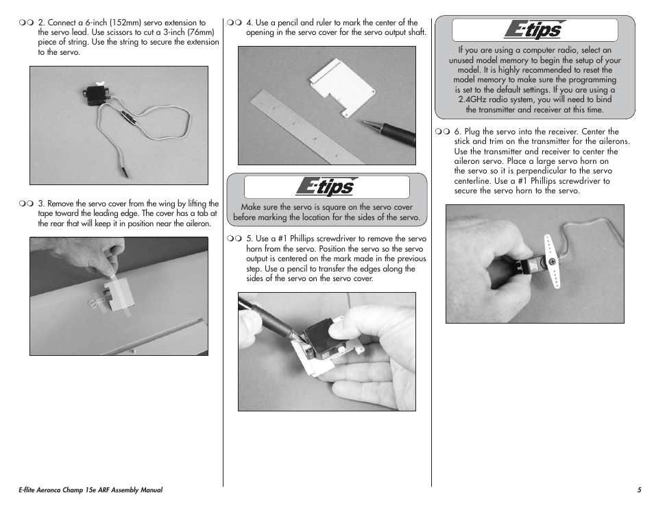 E-flite Aeronca Champ 15e ARF User Manual | Page 5 / 36