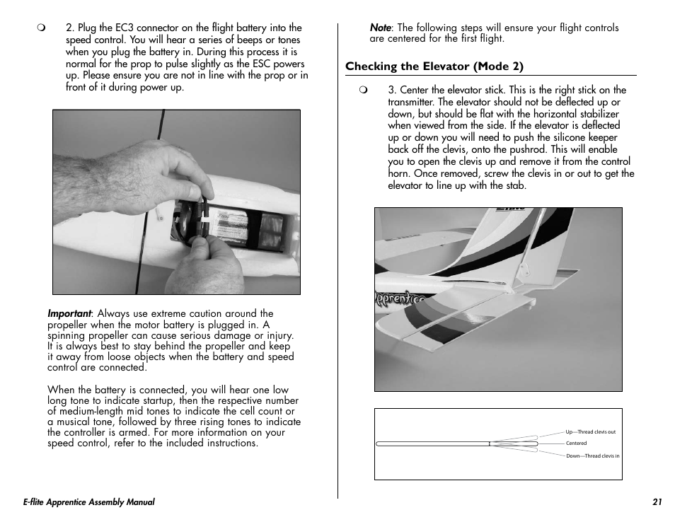 E-flite Apprentice 15e RTF with DX5e Radio User Manual | Page 21 / 48