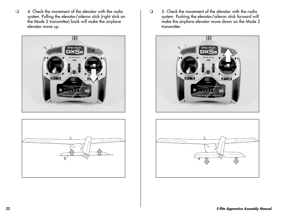 E-flite Apprentice 15e RTF with DX5e Radio User Manual | Page 22 / 48