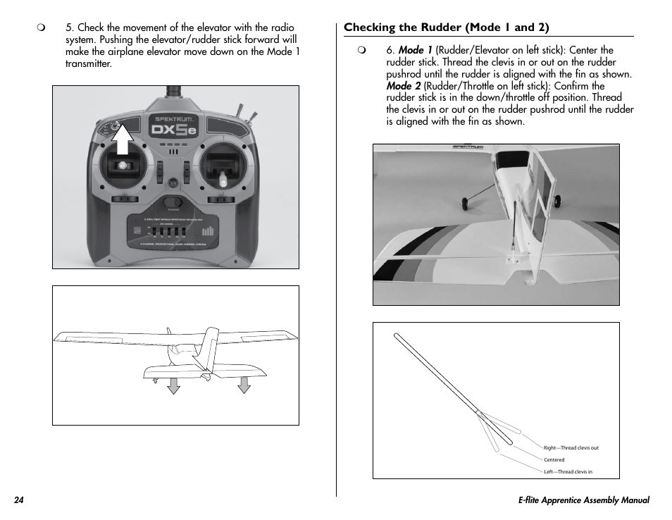 E-flite Apprentice 15e RTF with DX5e Radio User Manual | Page 24 / 48