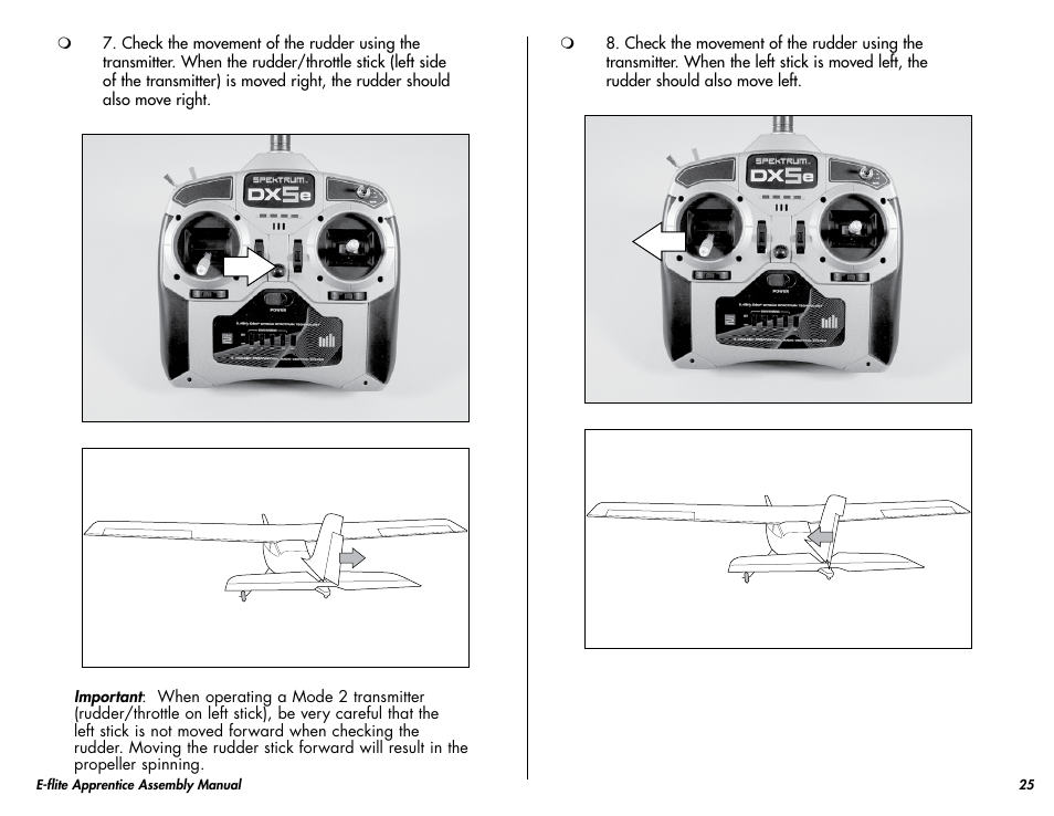 E-flite Apprentice 15e RTF with DX5e Radio User Manual | Page 25 / 48