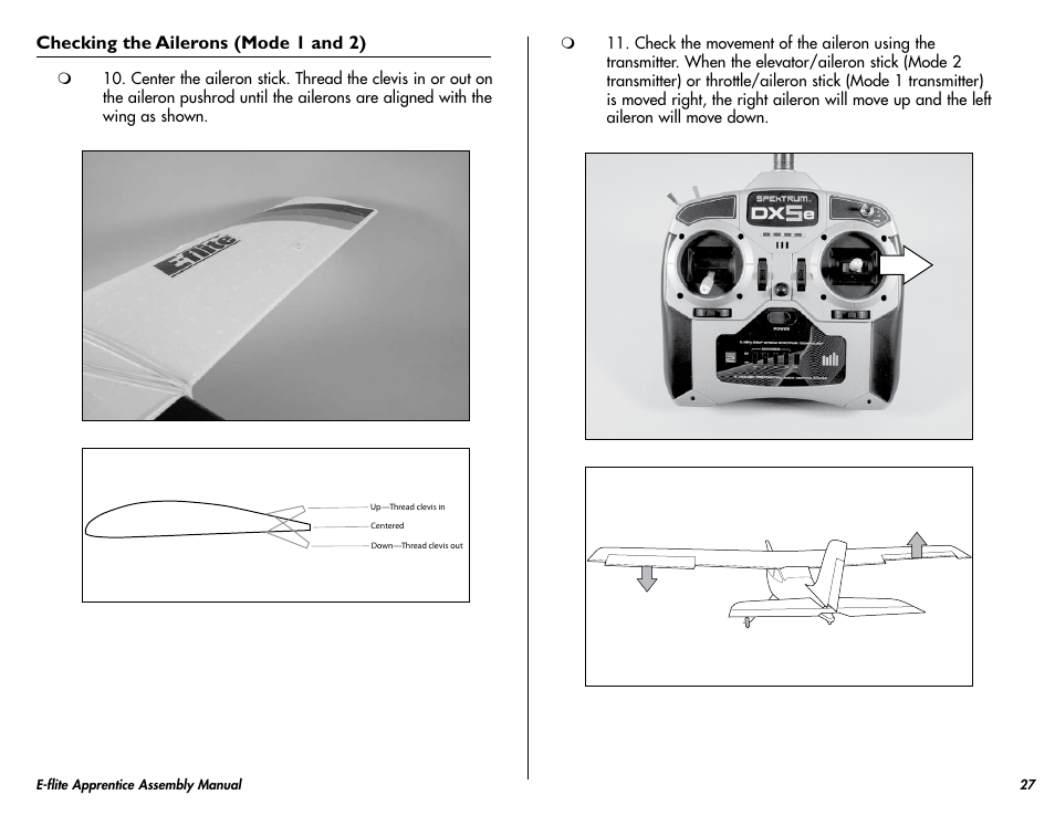 E-flite Apprentice 15e RTF with DX5e Radio User Manual | Page 27 / 48