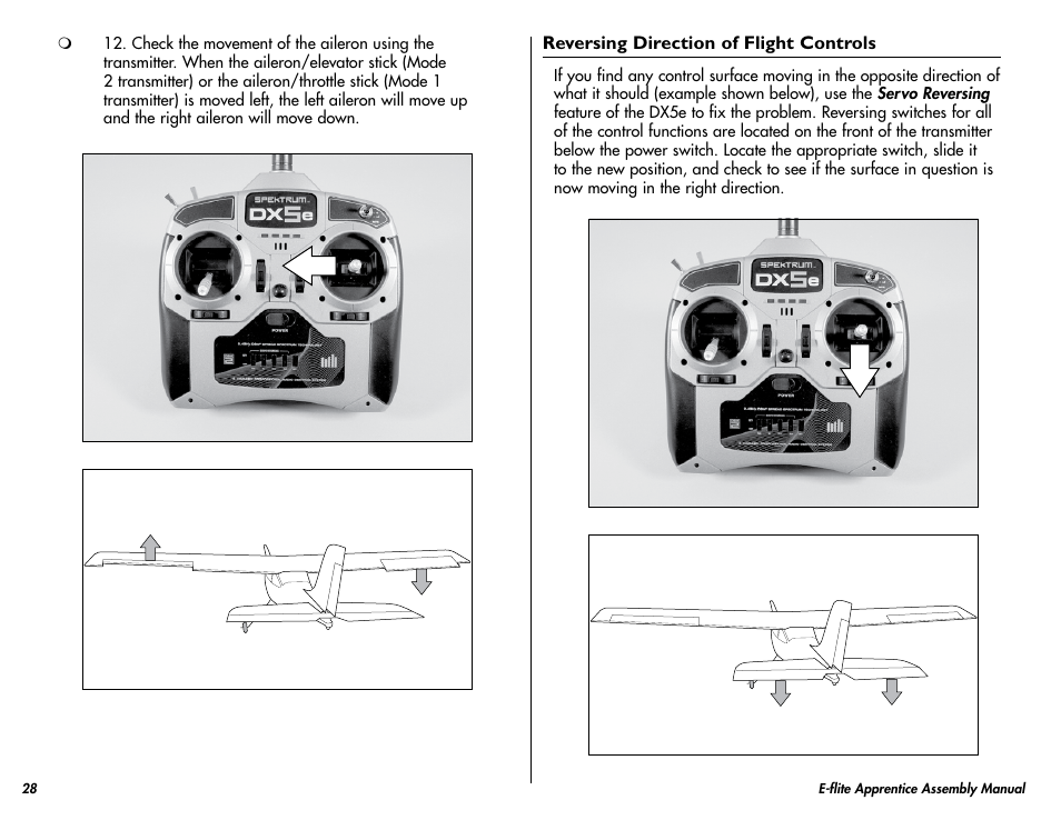 E-flite Apprentice 15e RTF with DX5e Radio User Manual | Page 28 / 48