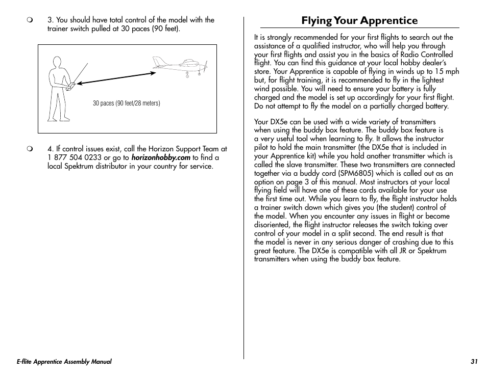 Flying your apprentice | E-flite Apprentice 15e RTF with DX5e Radio User Manual | Page 31 / 48