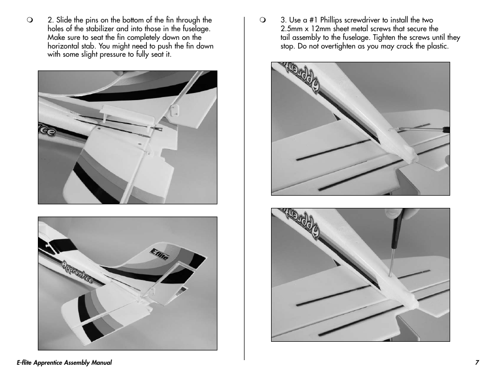 E-flite Apprentice 15e RTF with DX5e Radio User Manual | Page 7 / 48