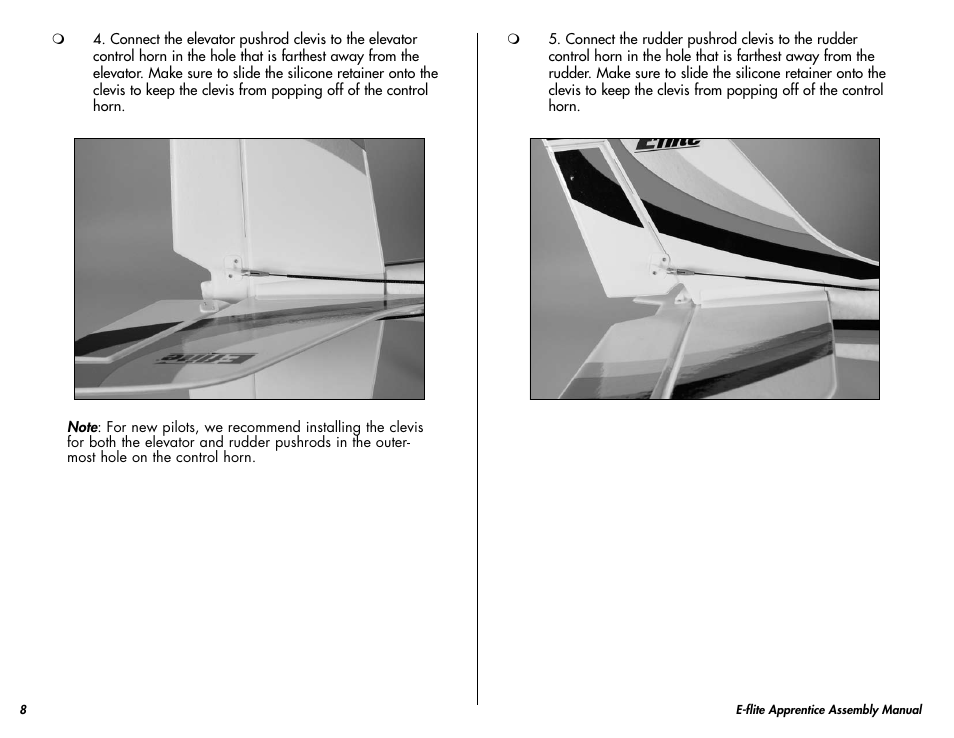 E-flite Apprentice 15e RTF with DX5e Radio User Manual | Page 8 / 48