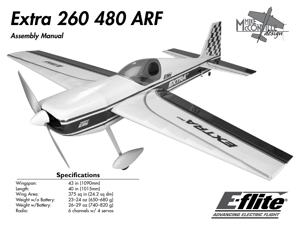 E-flite Extra 260 3D 480 ARF User Manual | 36 pages