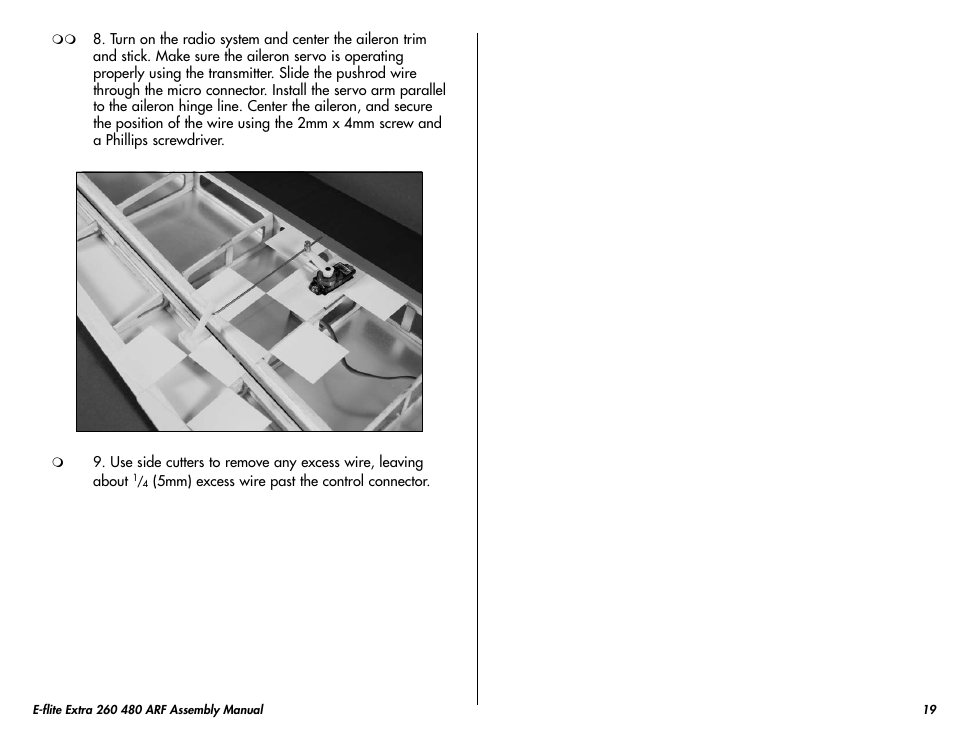 E-flite Extra 260 3D 480 ARF User Manual | Page 19 / 36