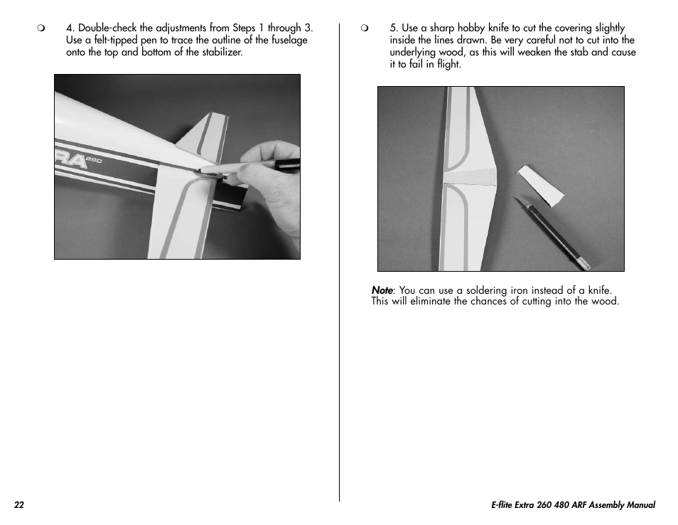 E-flite Extra 260 3D 480 ARF User Manual | Page 22 / 36