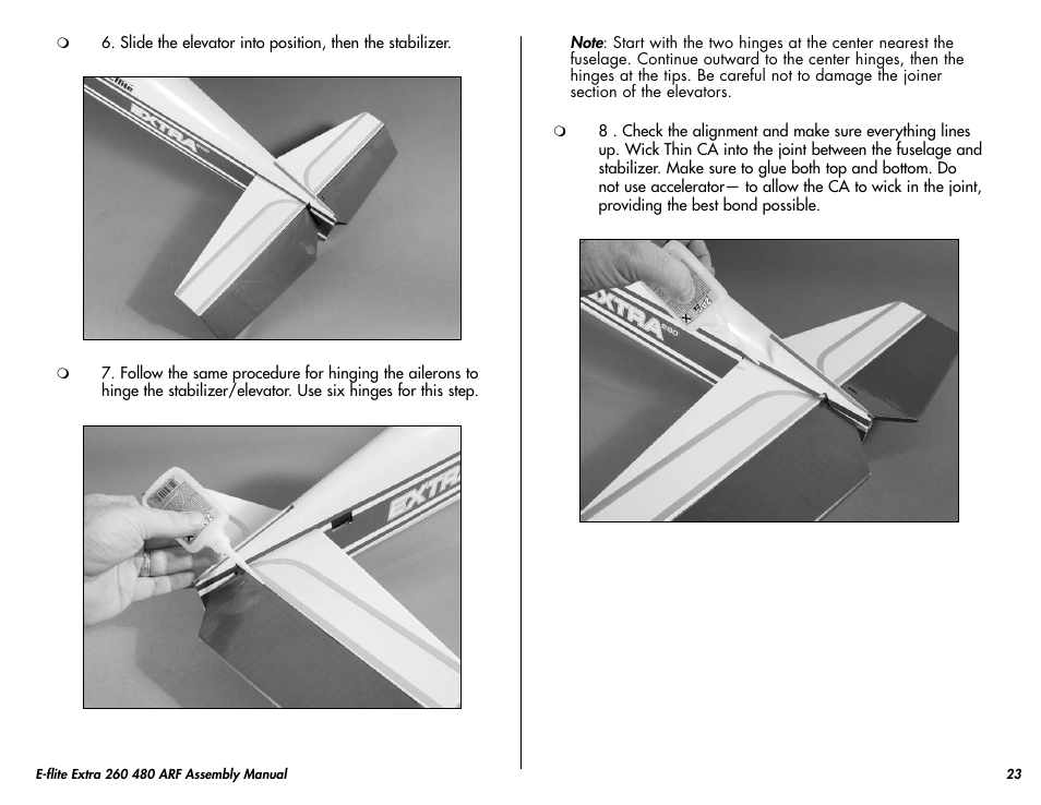 E-flite Extra 260 3D 480 ARF User Manual | Page 23 / 36