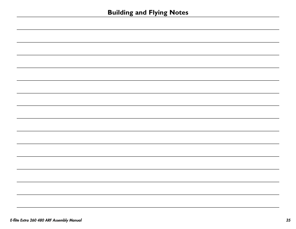 Building and flying notes | E-flite Extra 260 3D 480 ARF User Manual | Page 35 / 36
