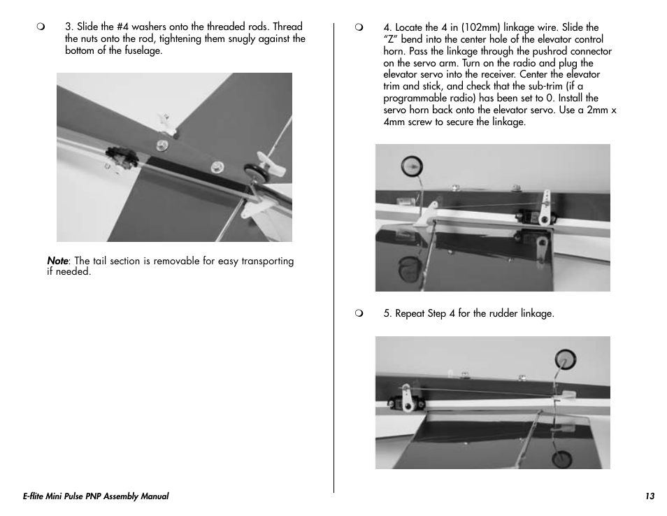 E-flite Mini Pulse XT PNP User Manual | Page 13 / 20