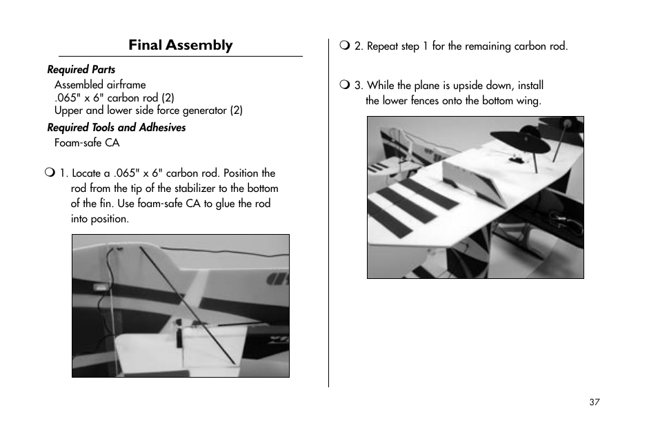 Final assembly | E-flite Tensor 4D ARF User Manual | Page 37 / 48