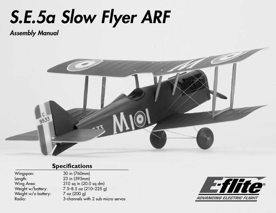 E-flite S.E.5a Slow Flyer 250 ARF User Manual | 32 pages