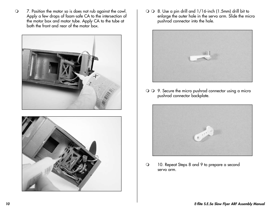 E-flite S.E.5a Slow Flyer 250 ARF User Manual | Page 10 / 32