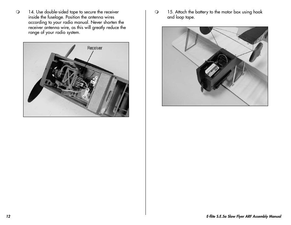 E-flite S.E.5a Slow Flyer 250 ARF User Manual | Page 12 / 32