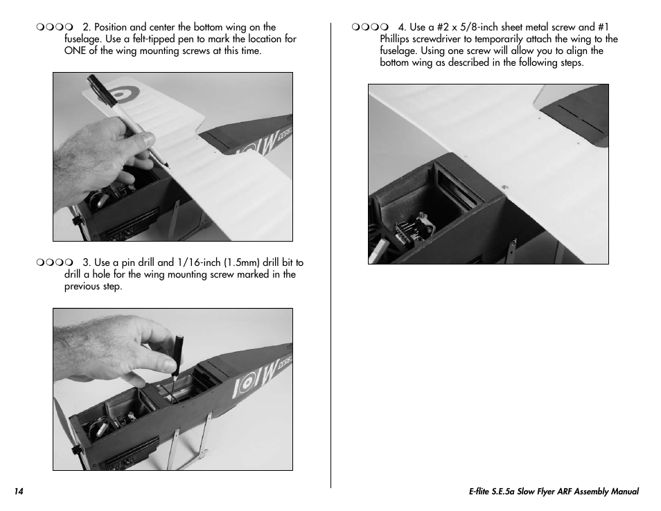 E-flite S.E.5a Slow Flyer 250 ARF User Manual | Page 14 / 32