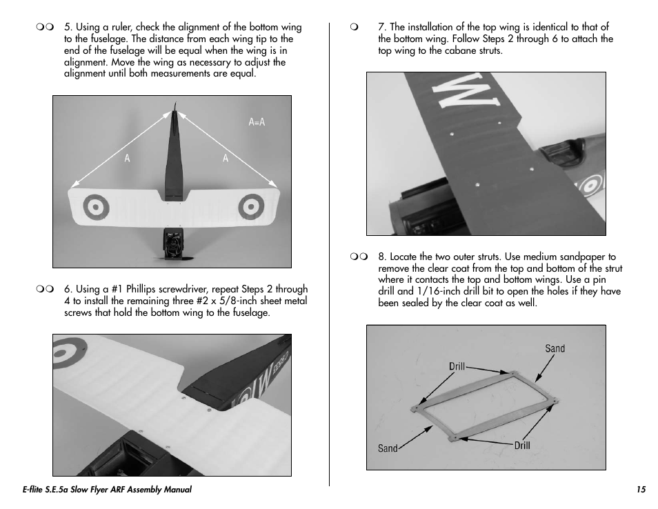 E-flite S.E.5a Slow Flyer 250 ARF User Manual | Page 15 / 32