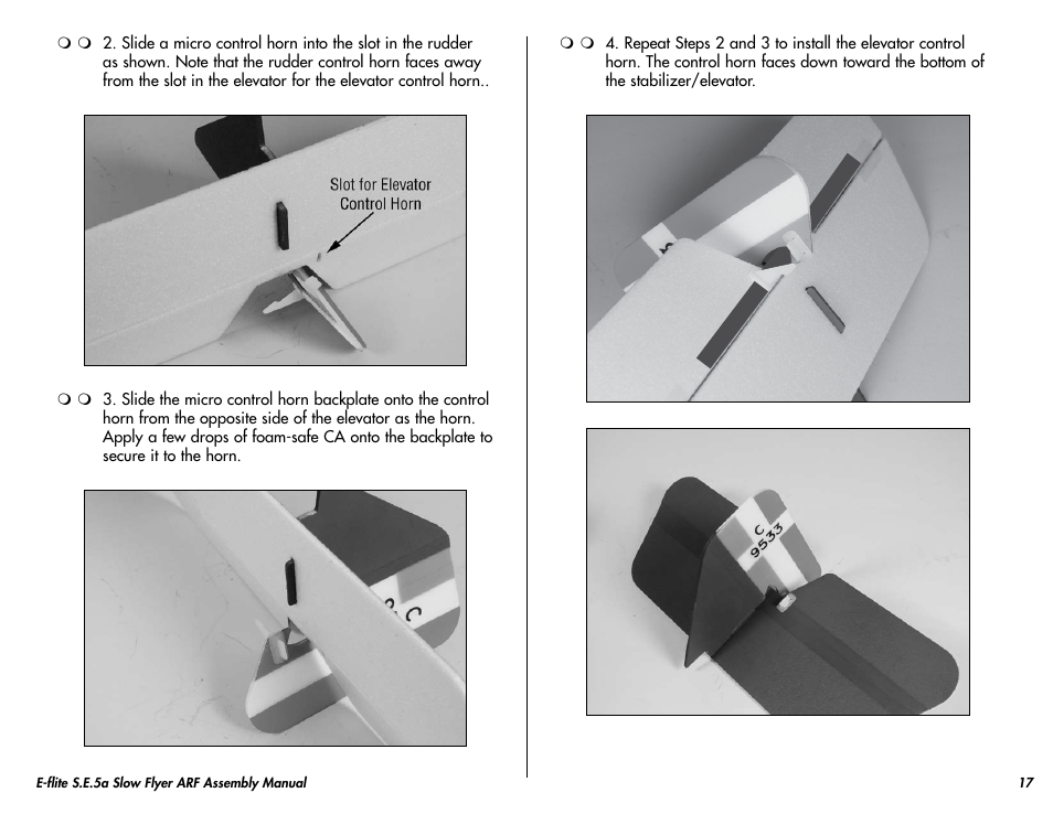 E-flite S.E.5a Slow Flyer 250 ARF User Manual | Page 17 / 32