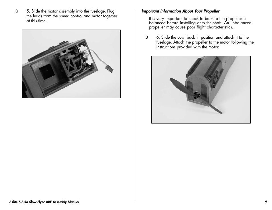 E-flite S.E.5a Slow Flyer 250 ARF User Manual | Page 9 / 32