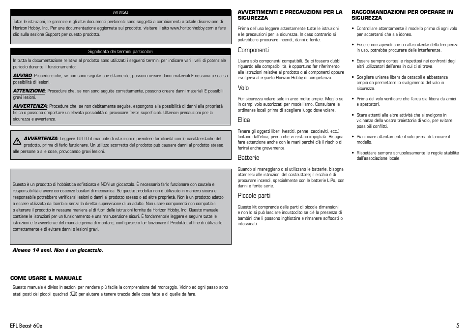 E-flite Beast 60e ARF User Manual | Page 5 / 52