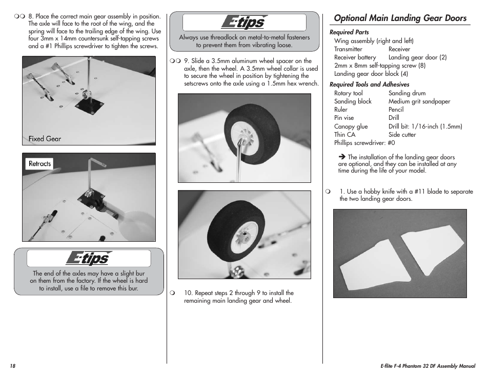 Optional main landing gear doors | E-flite F-4 Phantom 32 DF User Manual | Page 18 / 44