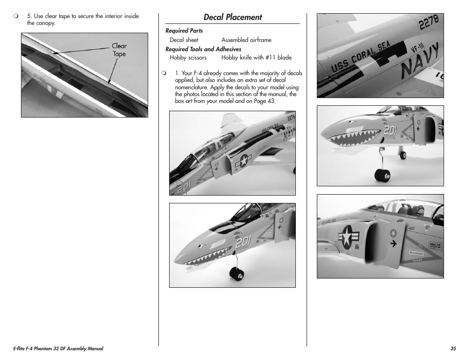 Decal placement | E-flite F-4 Phantom 32 DF User Manual | Page 35 / 44