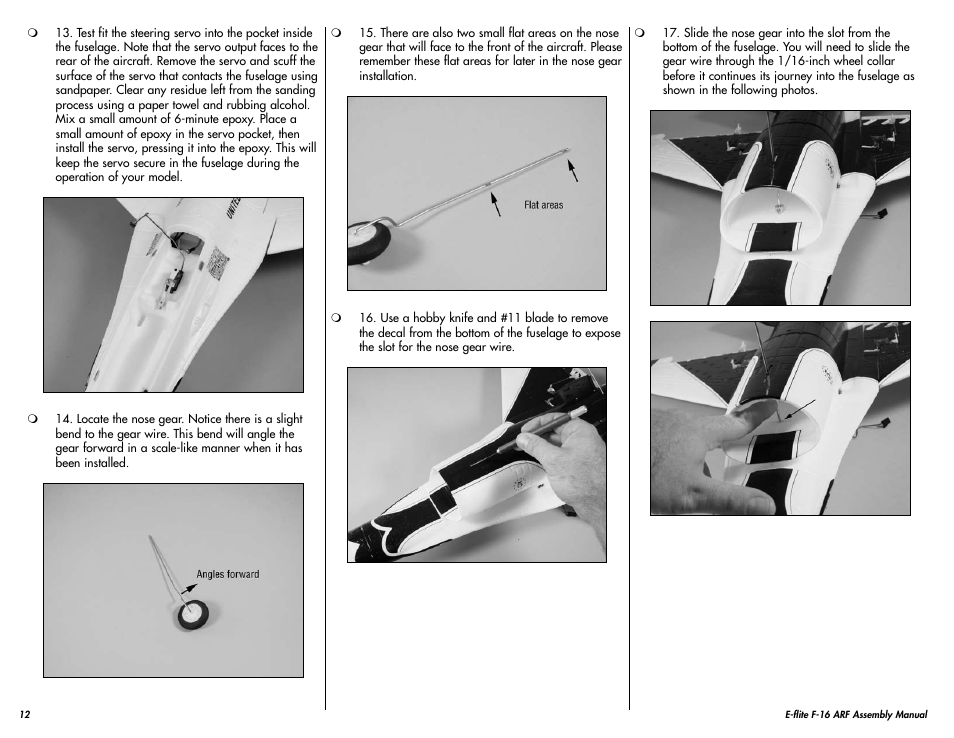 E-flite F-16 400 DF ARF w/Motor & Fan Unit User Manual | Page 12 / 24