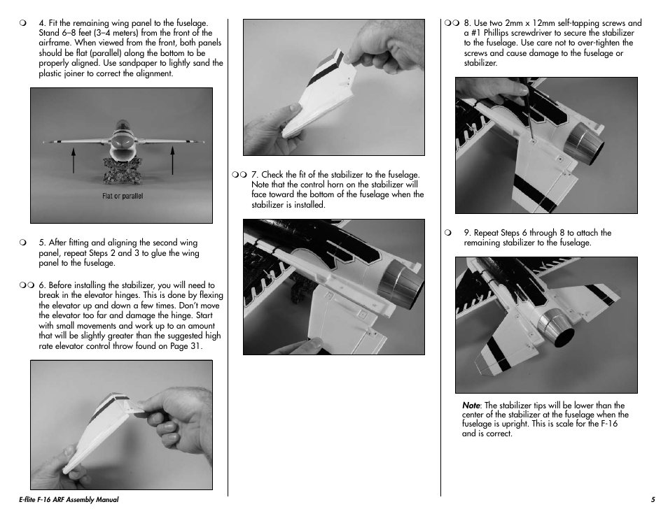 E-flite F-16 400 DF ARF w/Motor & Fan Unit User Manual | Page 5 / 24