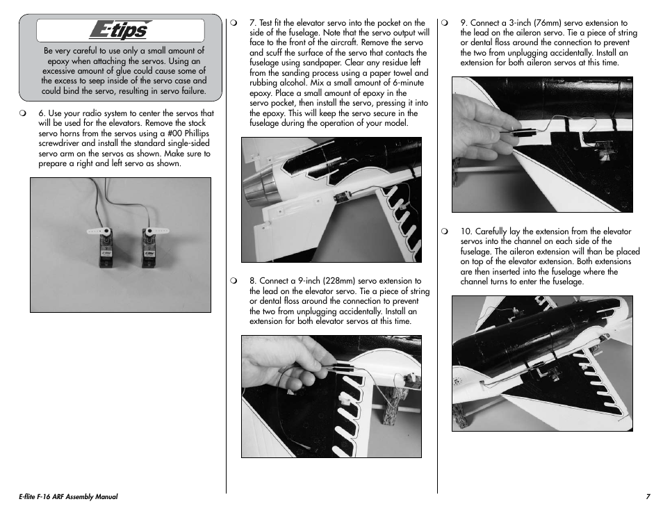 E-flite F-16 400 DF ARF w/Motor & Fan Unit User Manual | Page 7 / 24