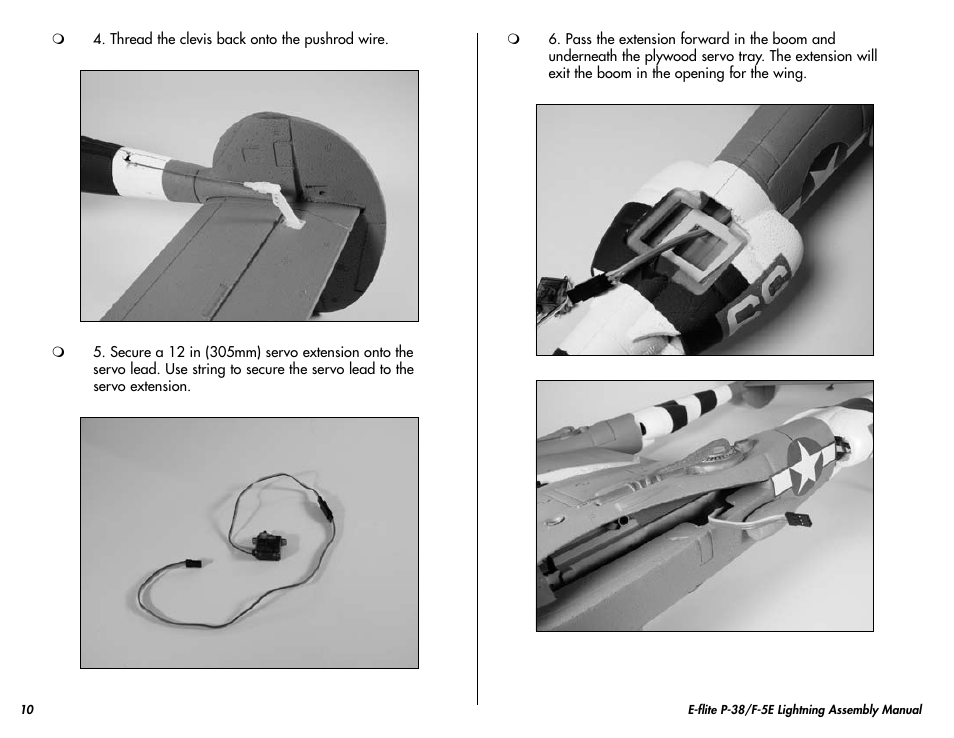 E-flite P-38/F-5E Lightning 400 ARF User Manual | Page 10 / 36