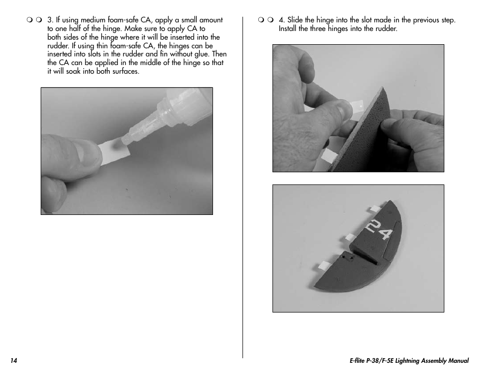 E-flite P-38/F-5E Lightning 400 ARF User Manual | Page 14 / 36