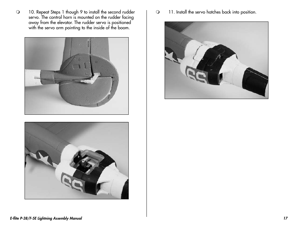 E-flite P-38/F-5E Lightning 400 ARF User Manual | Page 17 / 36